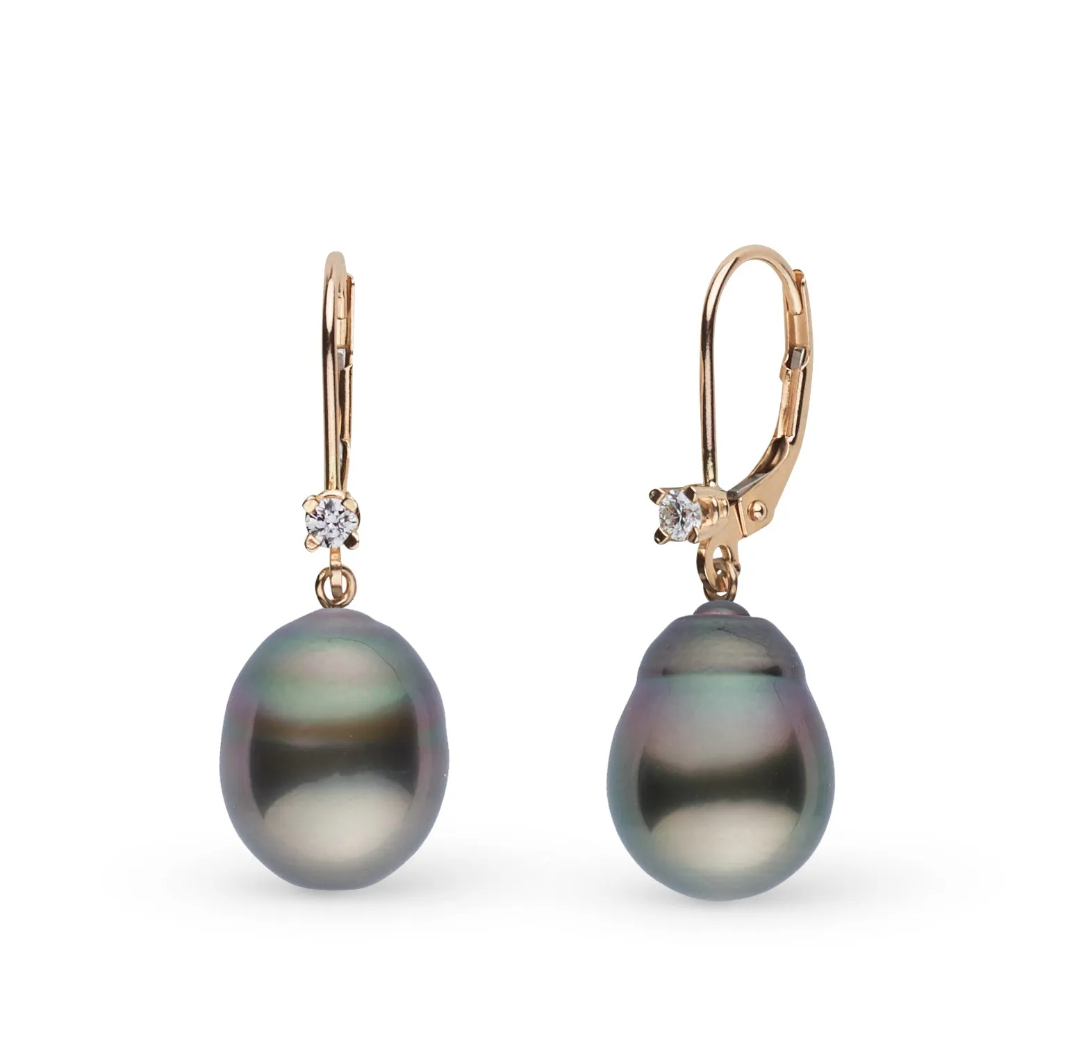 10.0-11.0 mm Tahitian Drop Pearl and Diamond Harmony Earrings