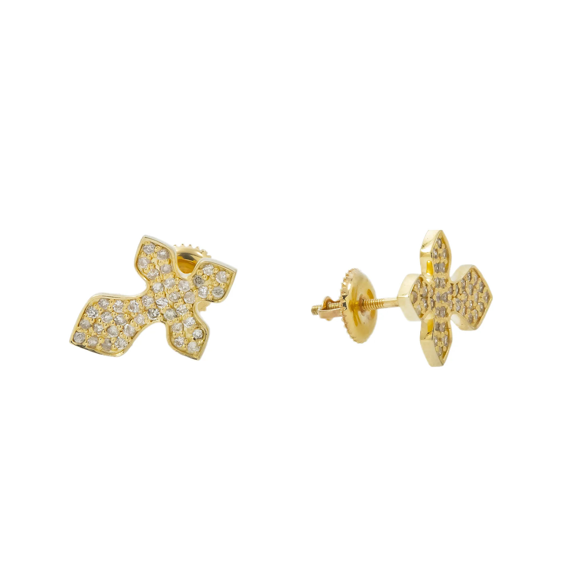 10K GOLD ROUND DIAMOND CROSS EARRINGS 0.44 CTW