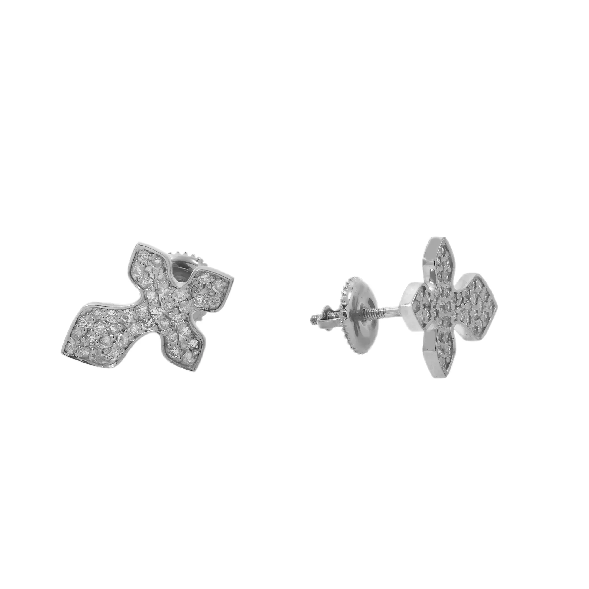 10K GOLD ROUND DIAMOND CROSS EARRINGS 0.44 CTW