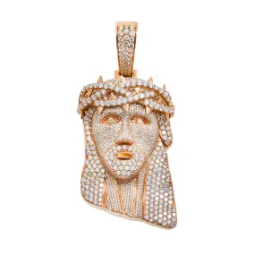 10K GOLD ROUND DIAMOND JESUS HEAD PENDANT 16.50 CT