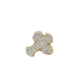 10K TWO-TONE GOLD DIAMOND CROSS RING 3.66 CT