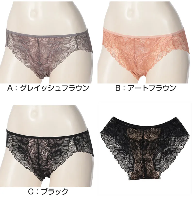 【3枚セット】 ショーツ レディース レースショーツ アツギ ひびかない 透け感 総レース M～LL NUDEMake ヌードメイク 下着 女性 レディースインナー 大きいサイズ インナー 肌着 パンツ コーディネートショーツ カラー (在庫限り)