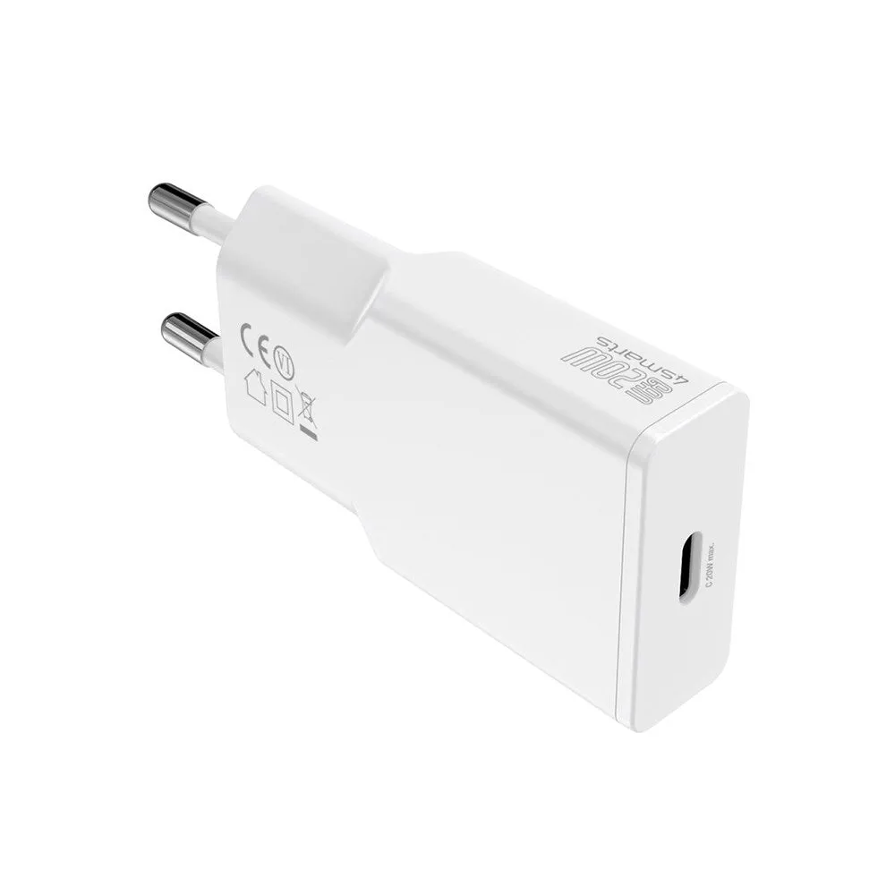 4Smarts PD Slim 20W USB-C Vægoplader GaN m. USB-C Kabel - Hvid