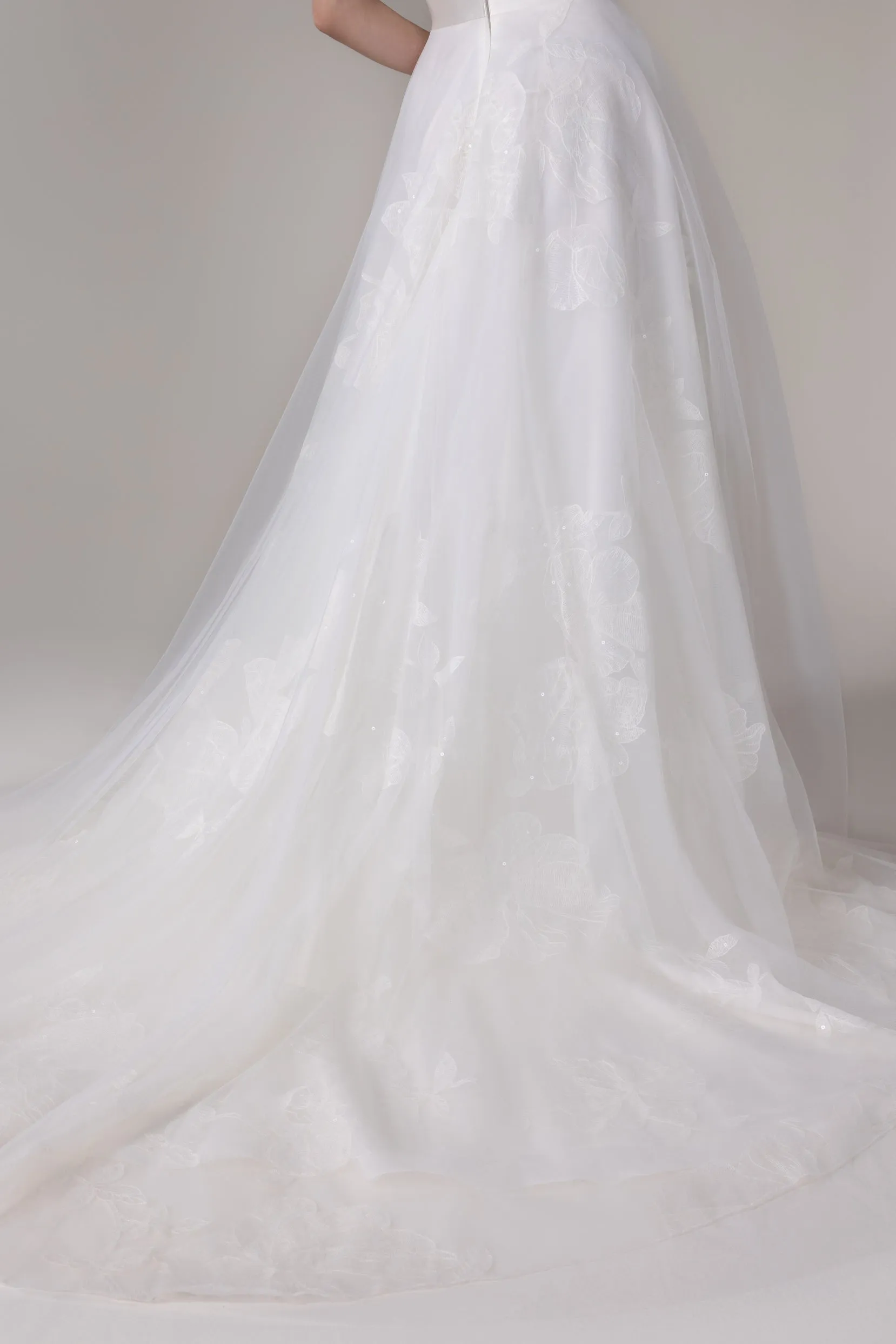 A-Line Court Train Mikado Wedding Dress CW2789