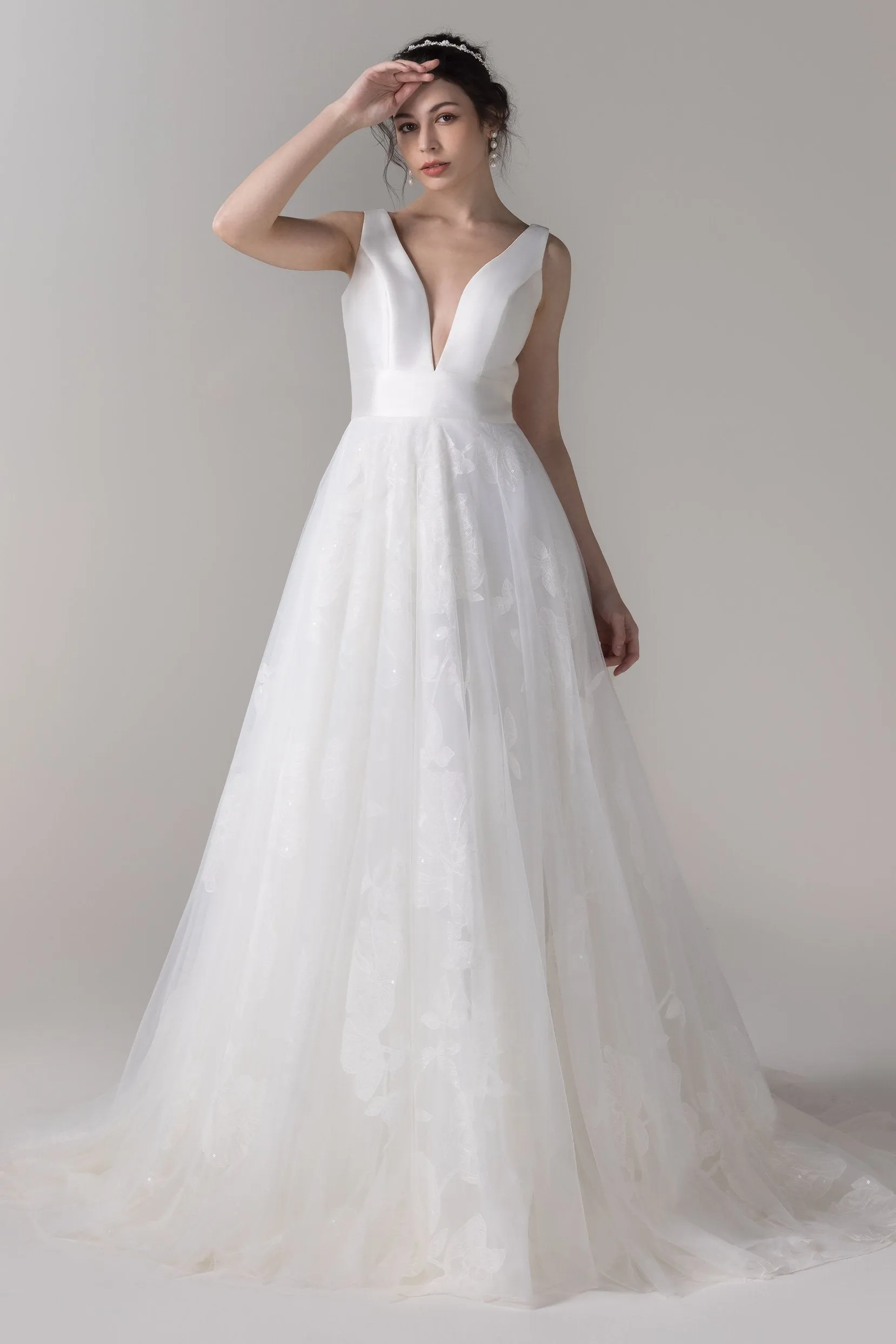 A-Line Court Train Mikado Wedding Dress CW2789