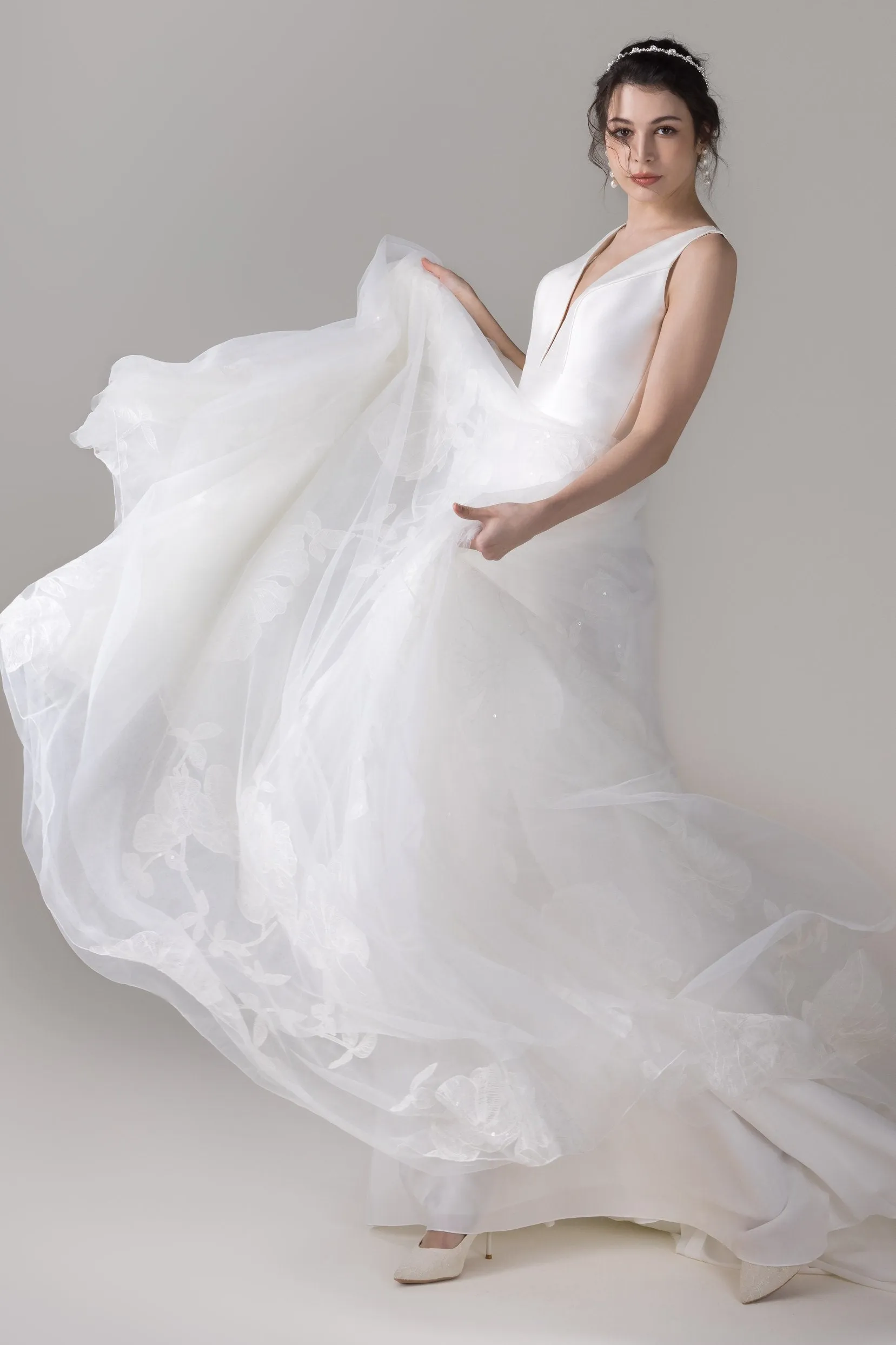 A-Line Court Train Mikado Wedding Dress CW2789