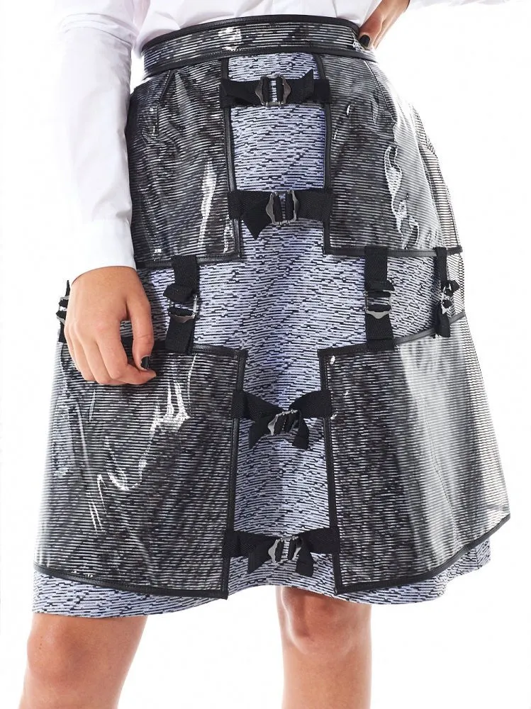 A-Line Pattern Skirt With Exterior Panelling (16AARAC12B GRAY)