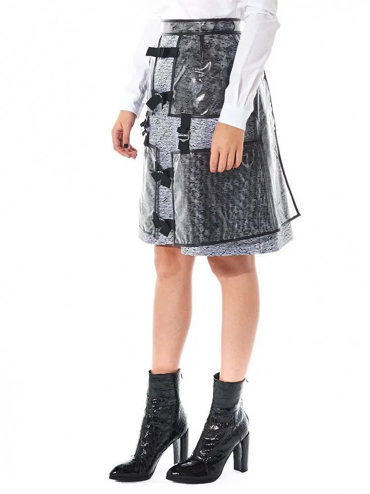 A-Line Pattern Skirt With Exterior Panelling (16AARAC12B GRAY)