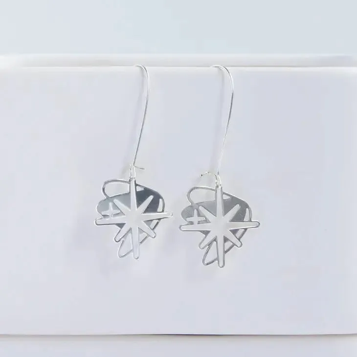 A Tea Leaf - Earrings - Retro Starburst (Silver) #ATL-E-226-STA