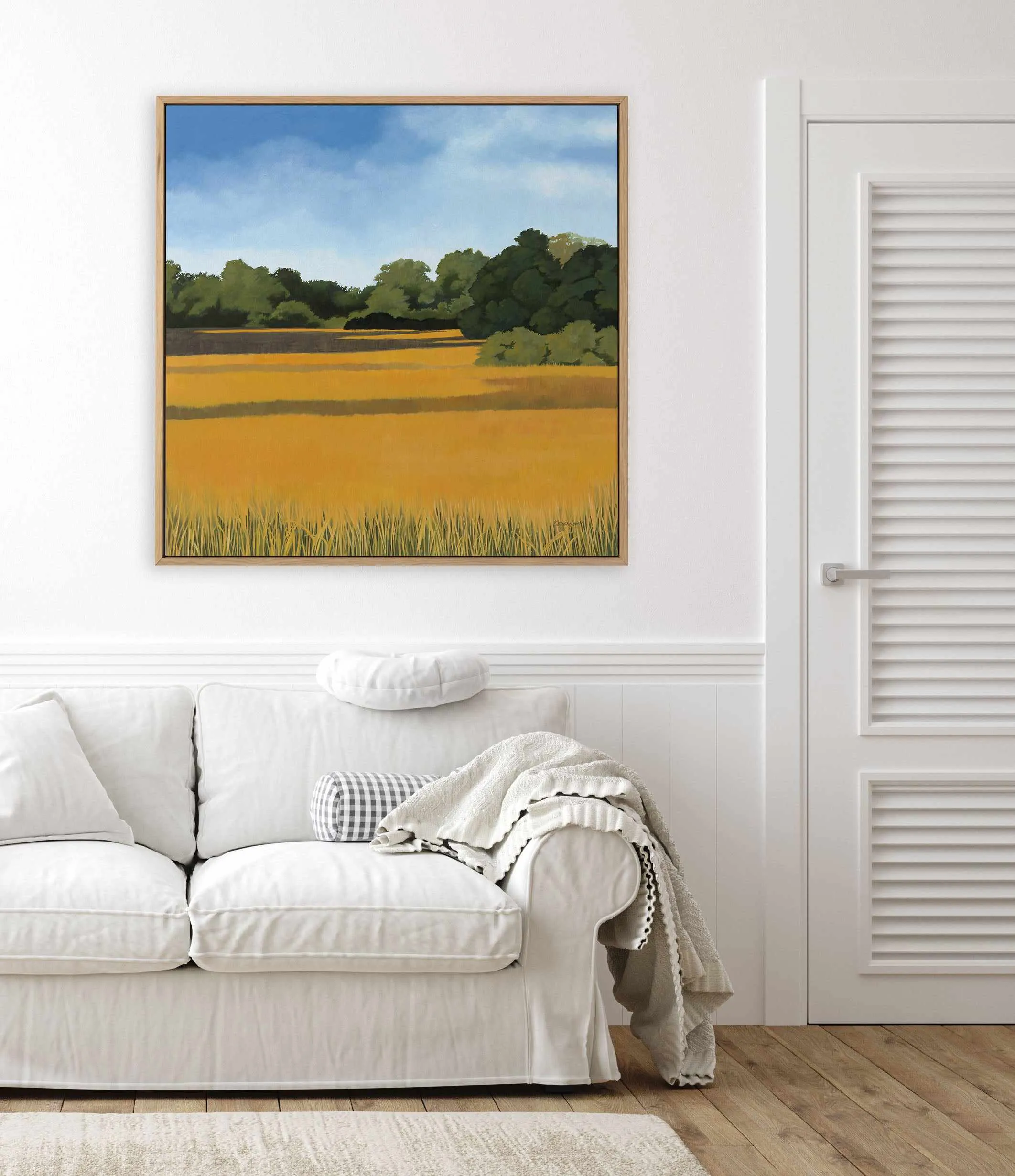 Across From Pond Bridge | Framed Canvas Art Print