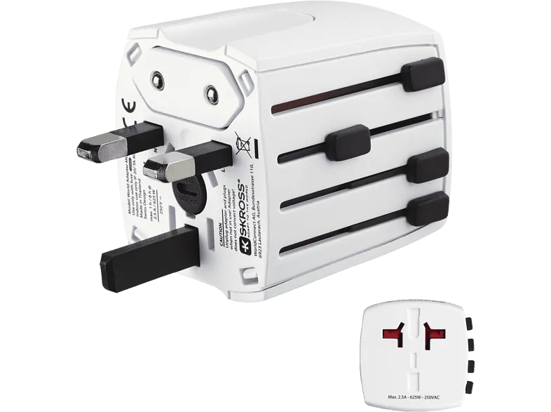 Adaptador enchufe - Hama MUV Micro, 2 Clavijas, 250 V, Universal, Blanco