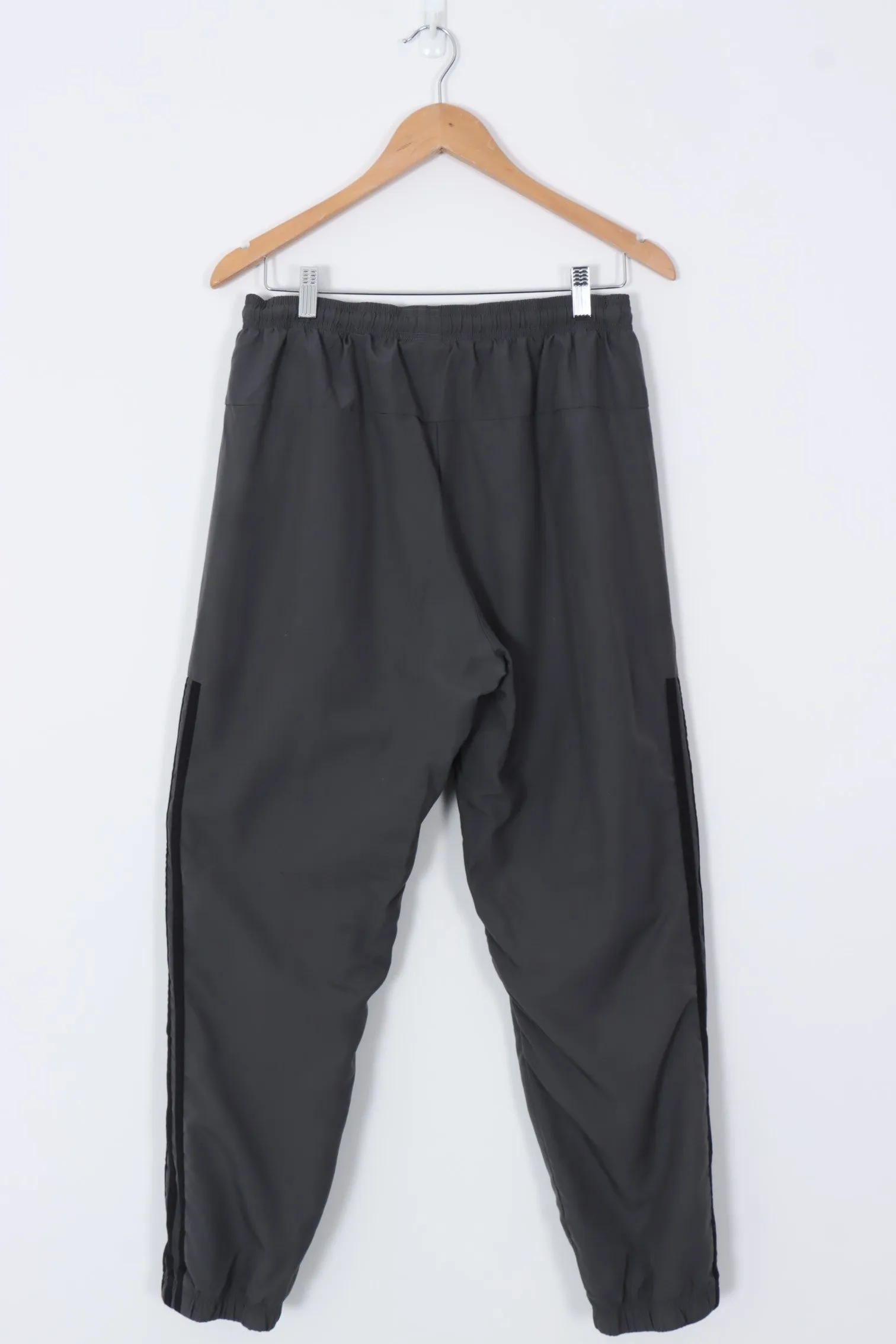 ADIDAS 3-Stripe Charcoal & Black Drawstring Track Pants (M-L)