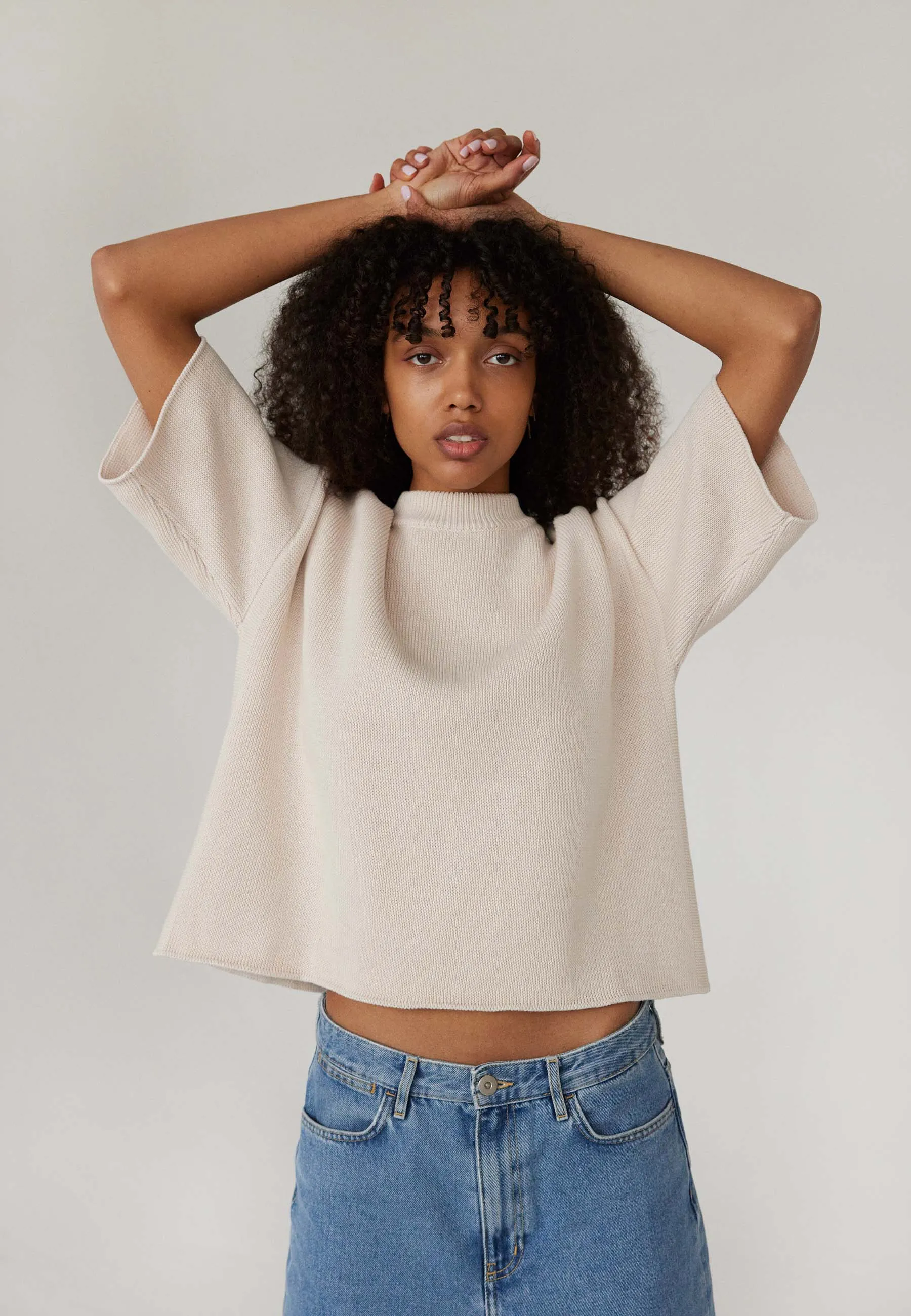 Aistis: Beige Cotton T-shirt