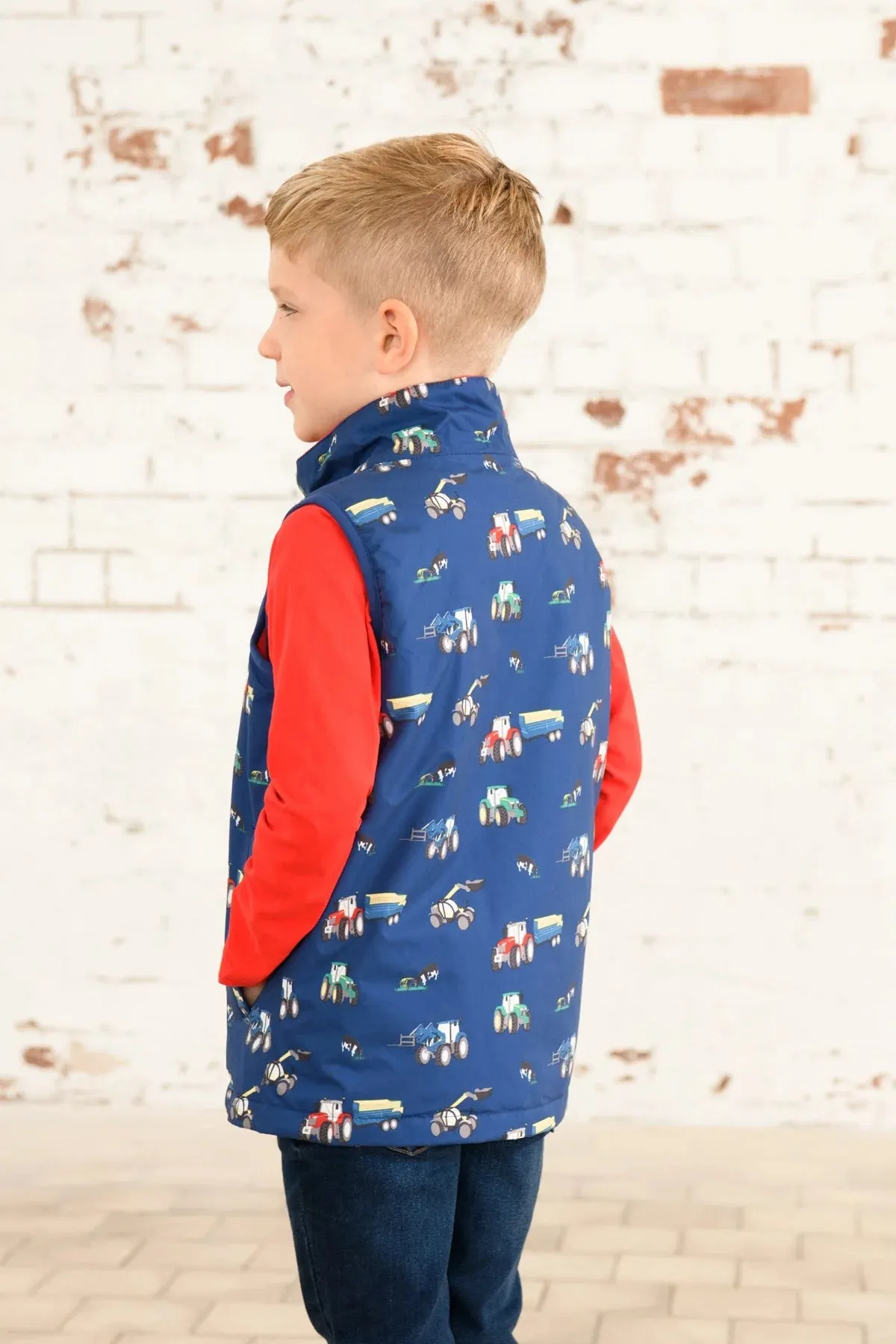 ALEX GILET - NAVY TRACTOR PRINT