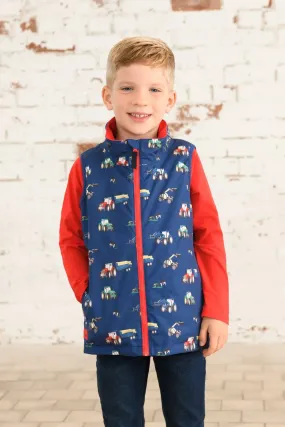 ALEX GILET - NAVY TRACTOR PRINT