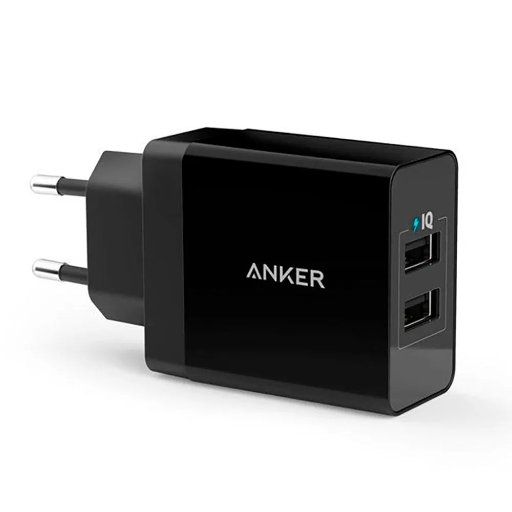 Anker 24W Vægoplader m. 2 x USB-A - Sort