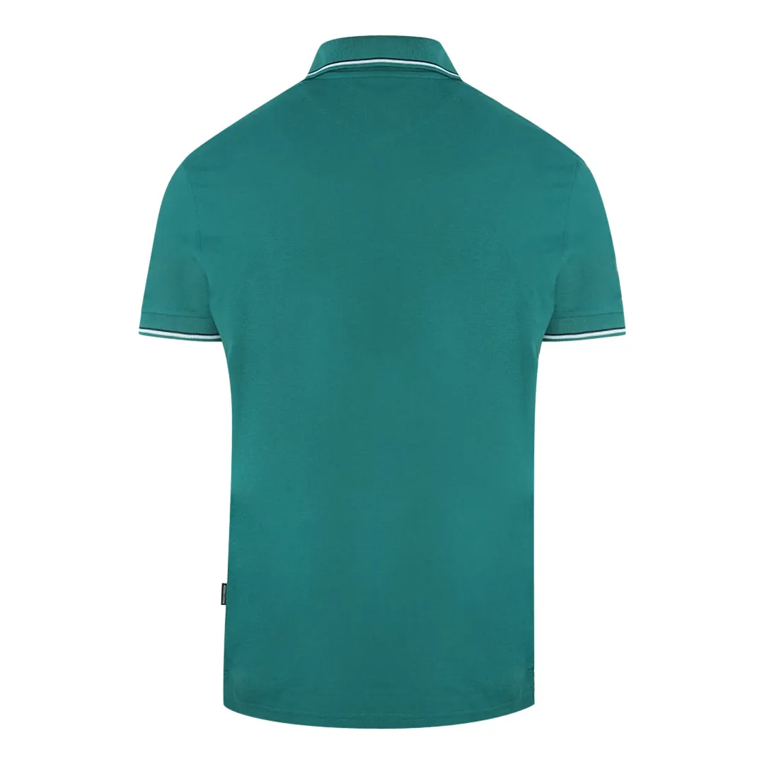 Aquascutum Brand Logo Green Polo Shirt