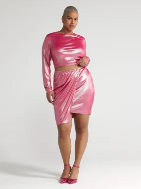 Arianna Waist Cutout Shimmer Dress