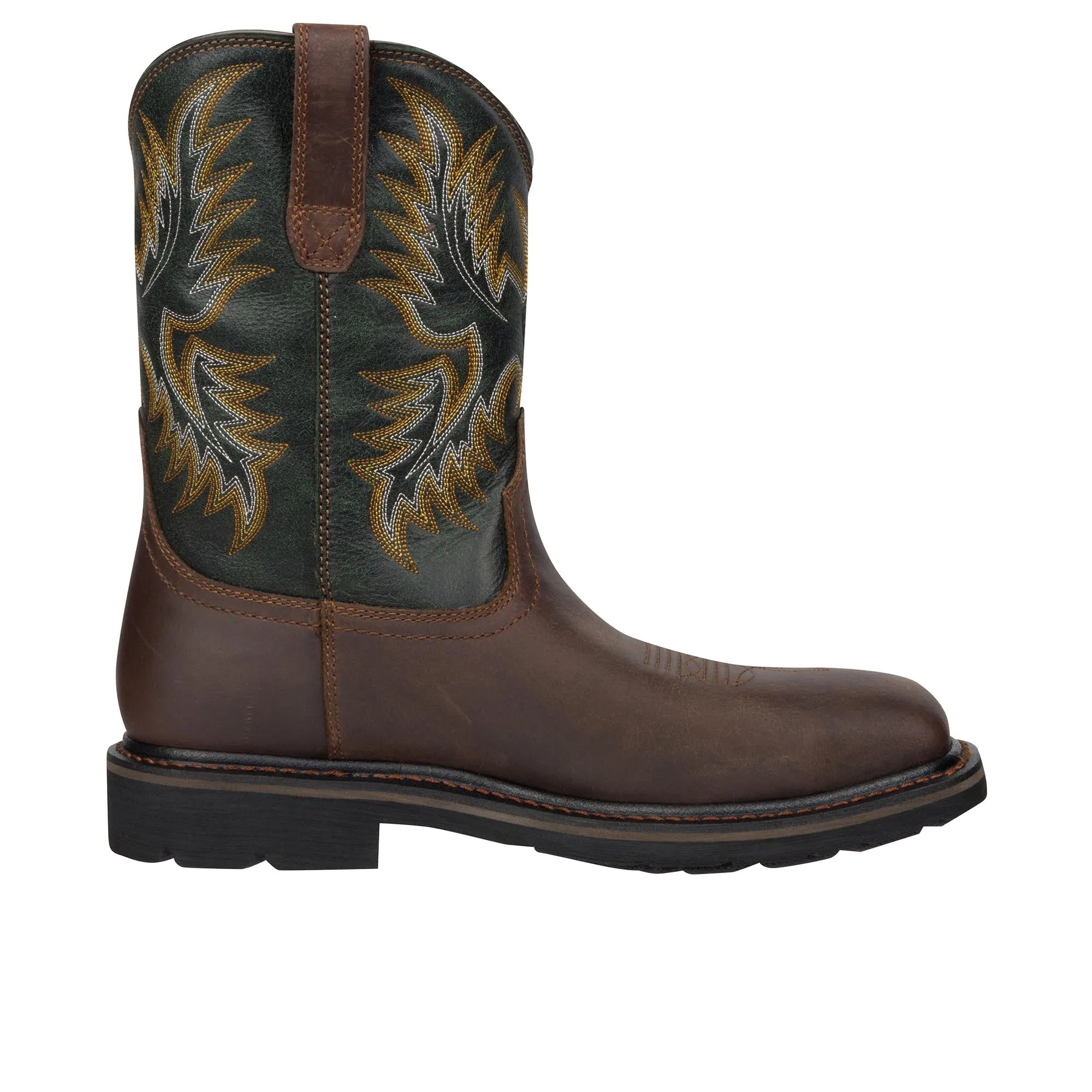 Ariat Sierra Wide Square Toe Steel Toe Dark Brown Pine Green