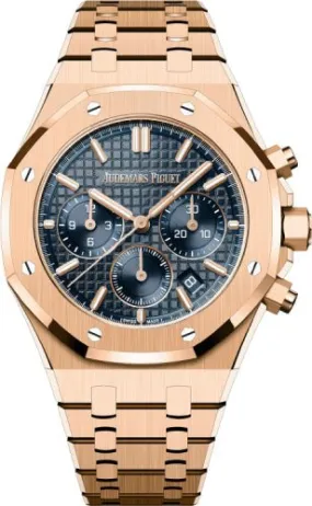 Audemars Piguet Royal Oak 38mm Chronograph Rose Gold Blue Dial - 26715OR.OO.1356OR.01