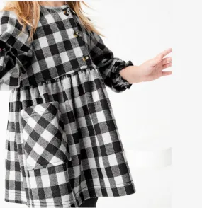 Autumn Plaid Long Sleeve Girls Dress Wholesale