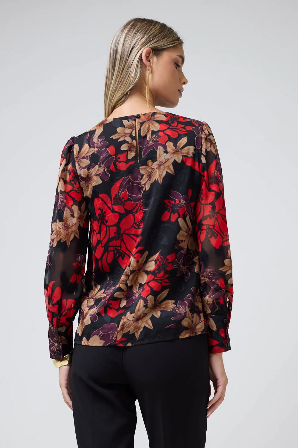 Avril Red Floral Print Blouse