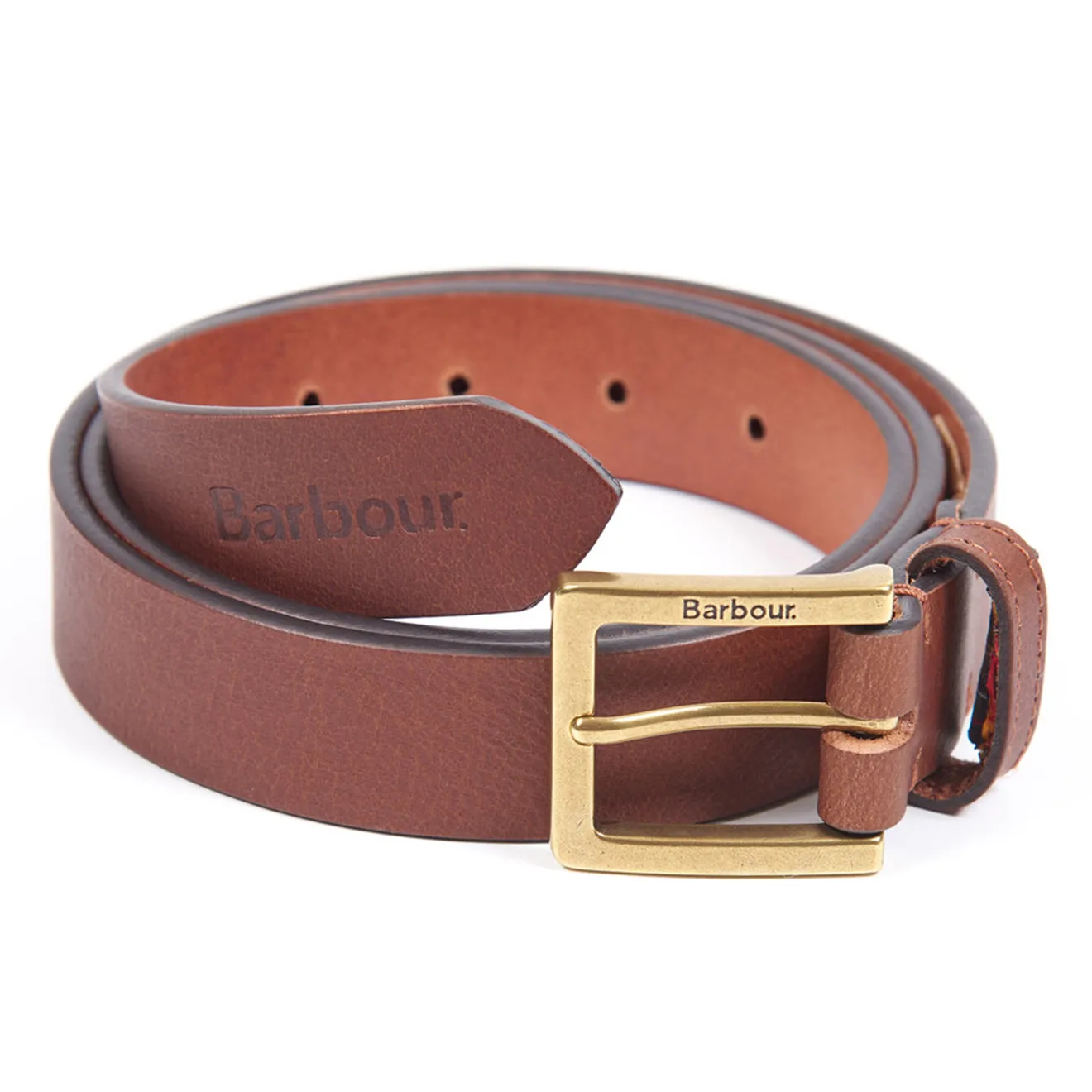 Barbour Pull Up Leather Belt Dark Tan