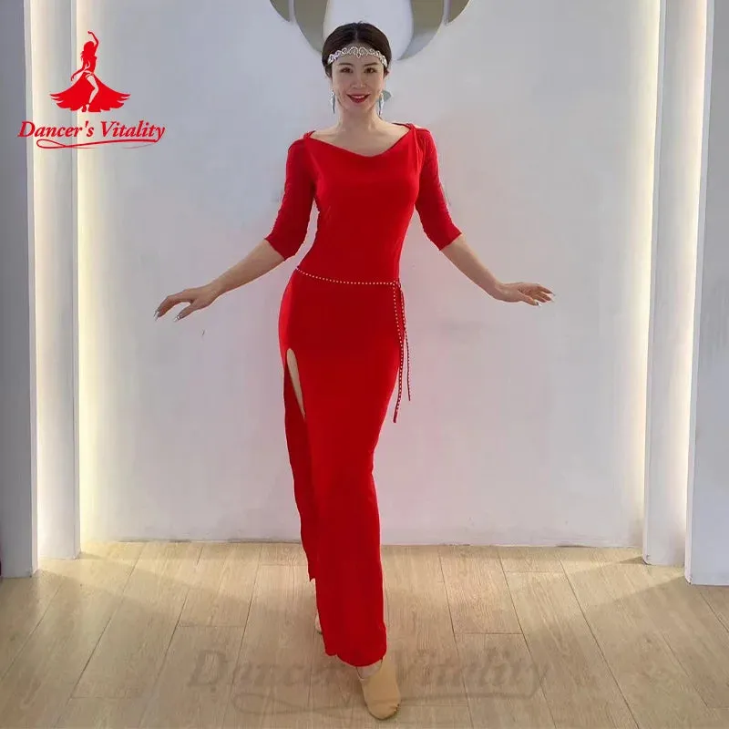 Bellydance Practice Clothes Women's Elegant and Comfortable Long Sleeved Sexy Split Dress Oriental Dance Performance Costumes