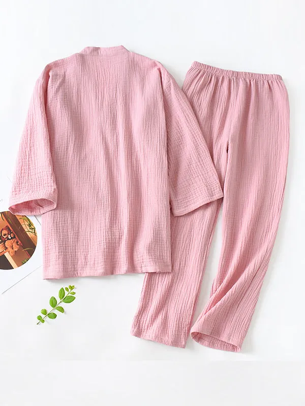 Belted Robe Pants Cotton Pajamas