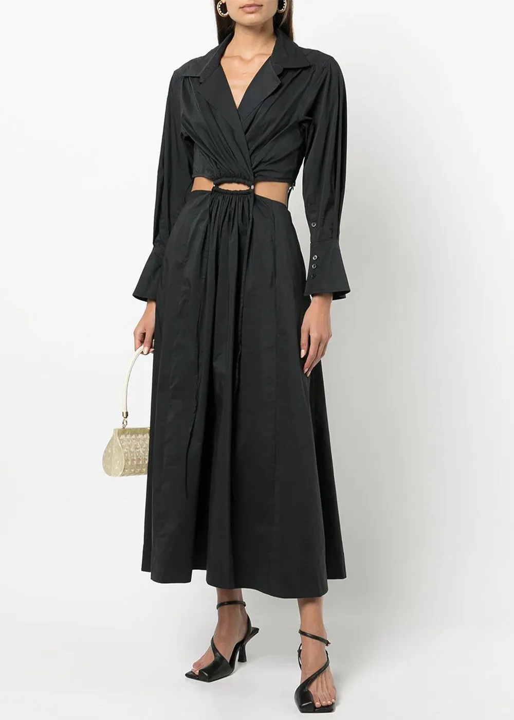 Black Alex Cut-Out Flared Dress