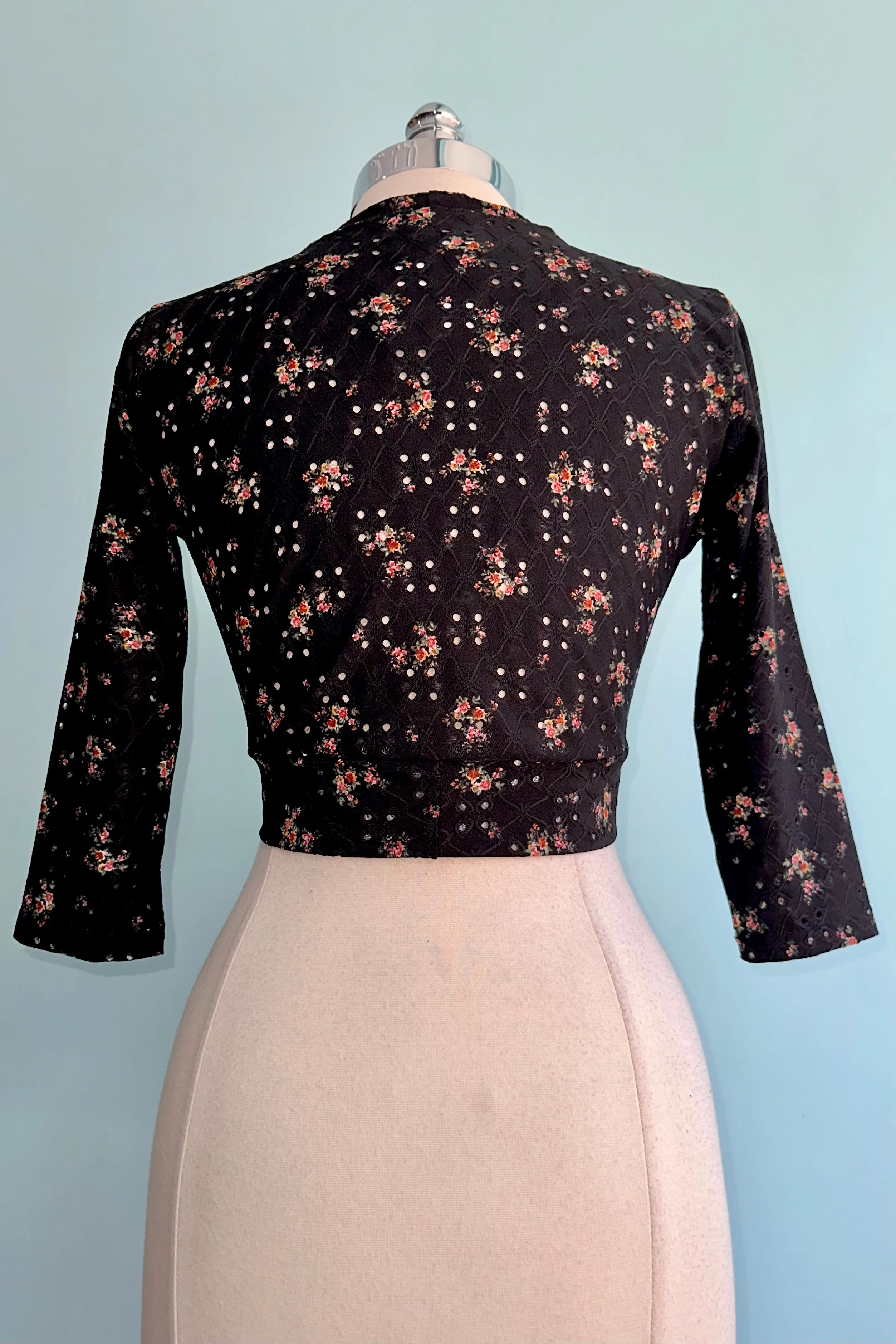 Black Floral Eyelet Sweet Sweater by Heart of Haute