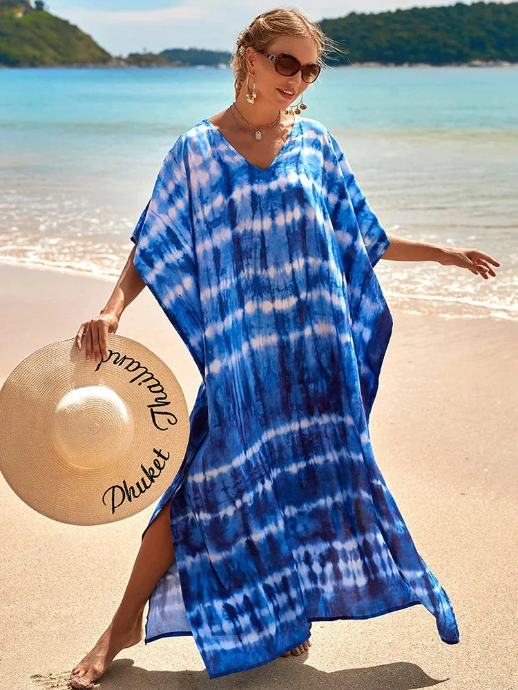 Bohemian Print Multicolor Beach Style Kaftan Maxi Dress - Swimsuit Cover-Up 2024