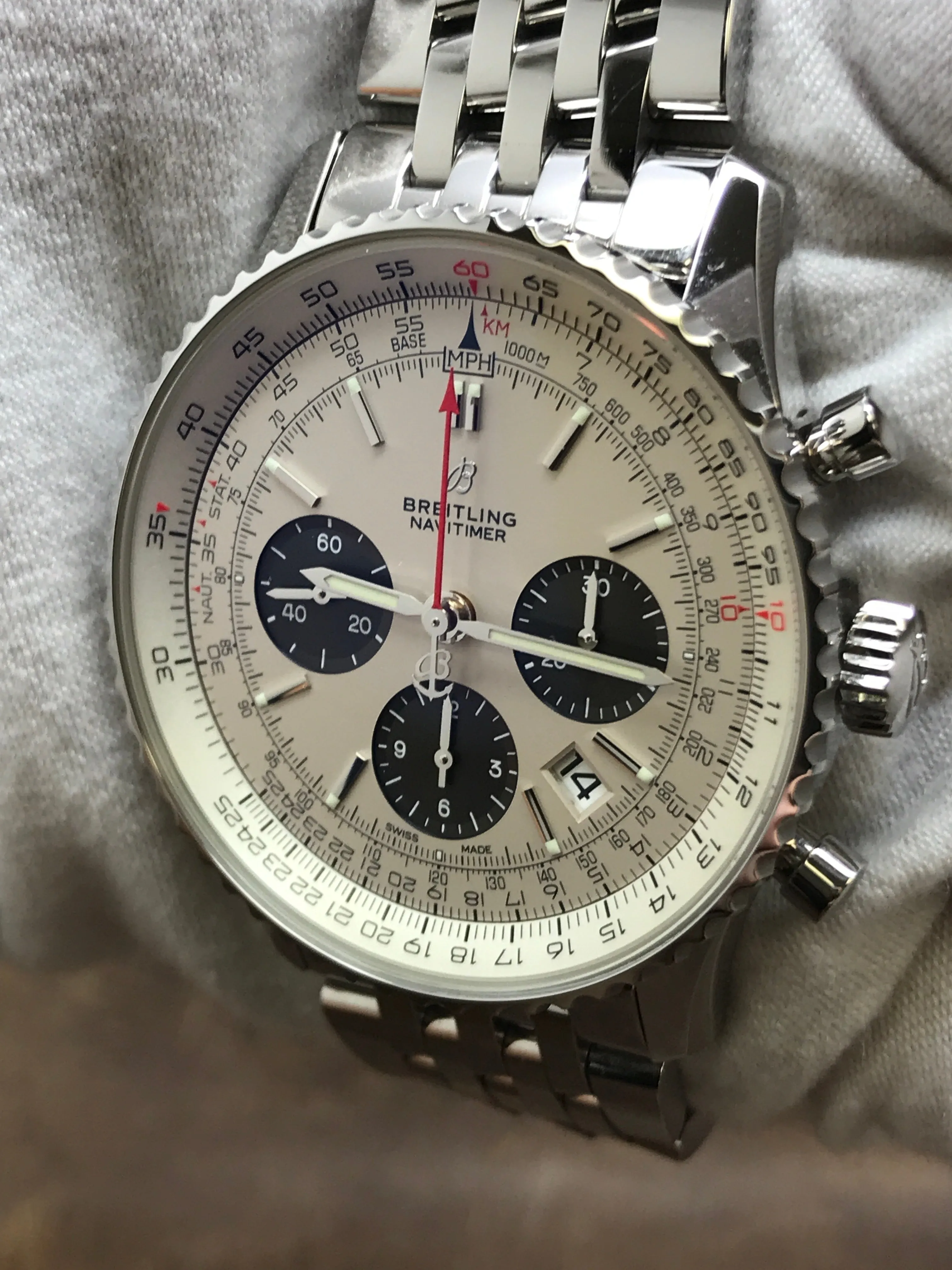 Breitling Navitimer B01 Chronograph 43 AB0121211G1A1 White with black subdials Dial Automatic  Men's Watch