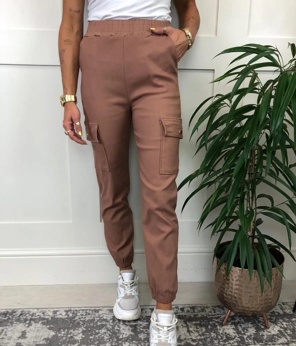 Brown Cuffed Cargo Trousers