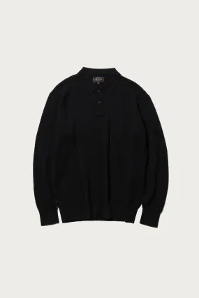 Cable Knit Polo - Black