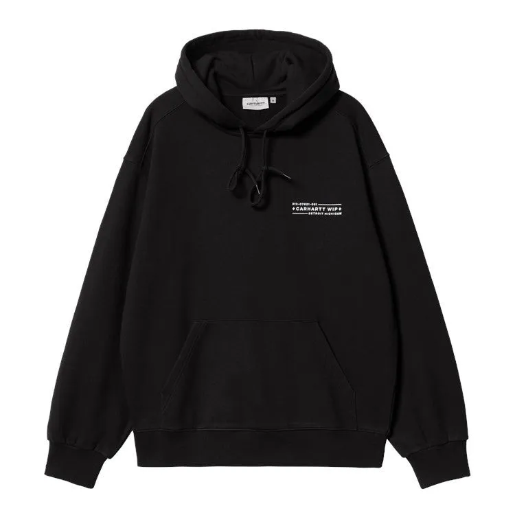 CARHARTT WIP SUDADERA HOODED STAMP SWEAT BLACK / WHITE STONE WASHED