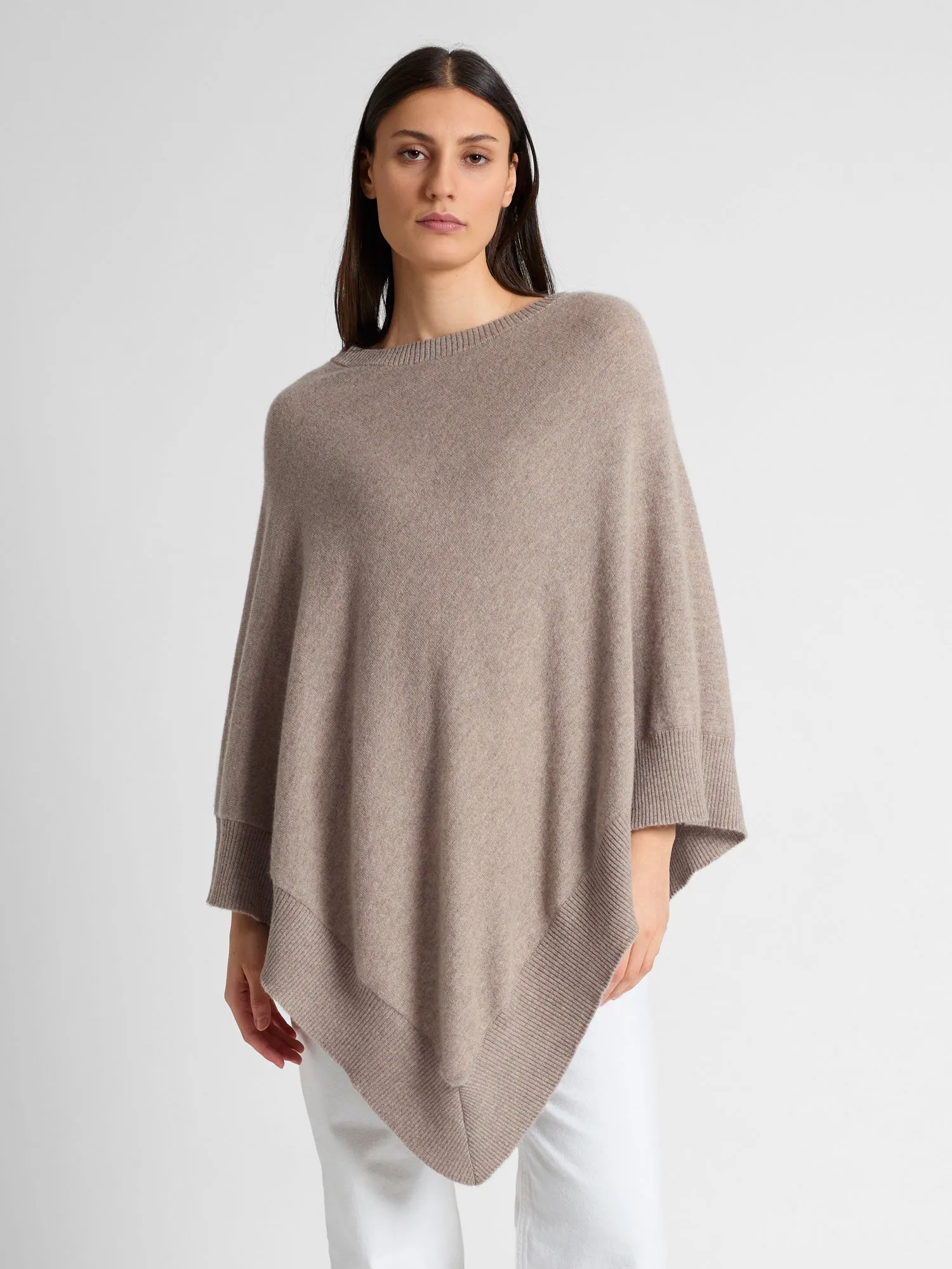 Cashmere poncho "Haddy" - toast