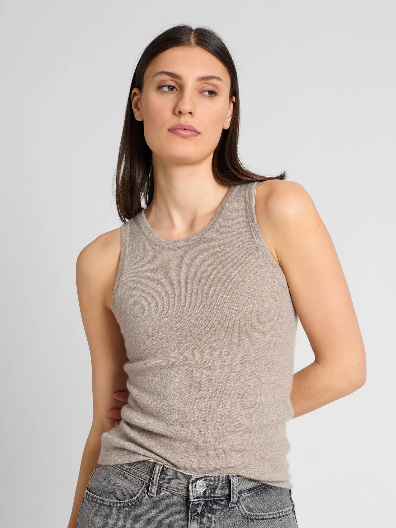 Cashmere singlet "Tyra" - toast