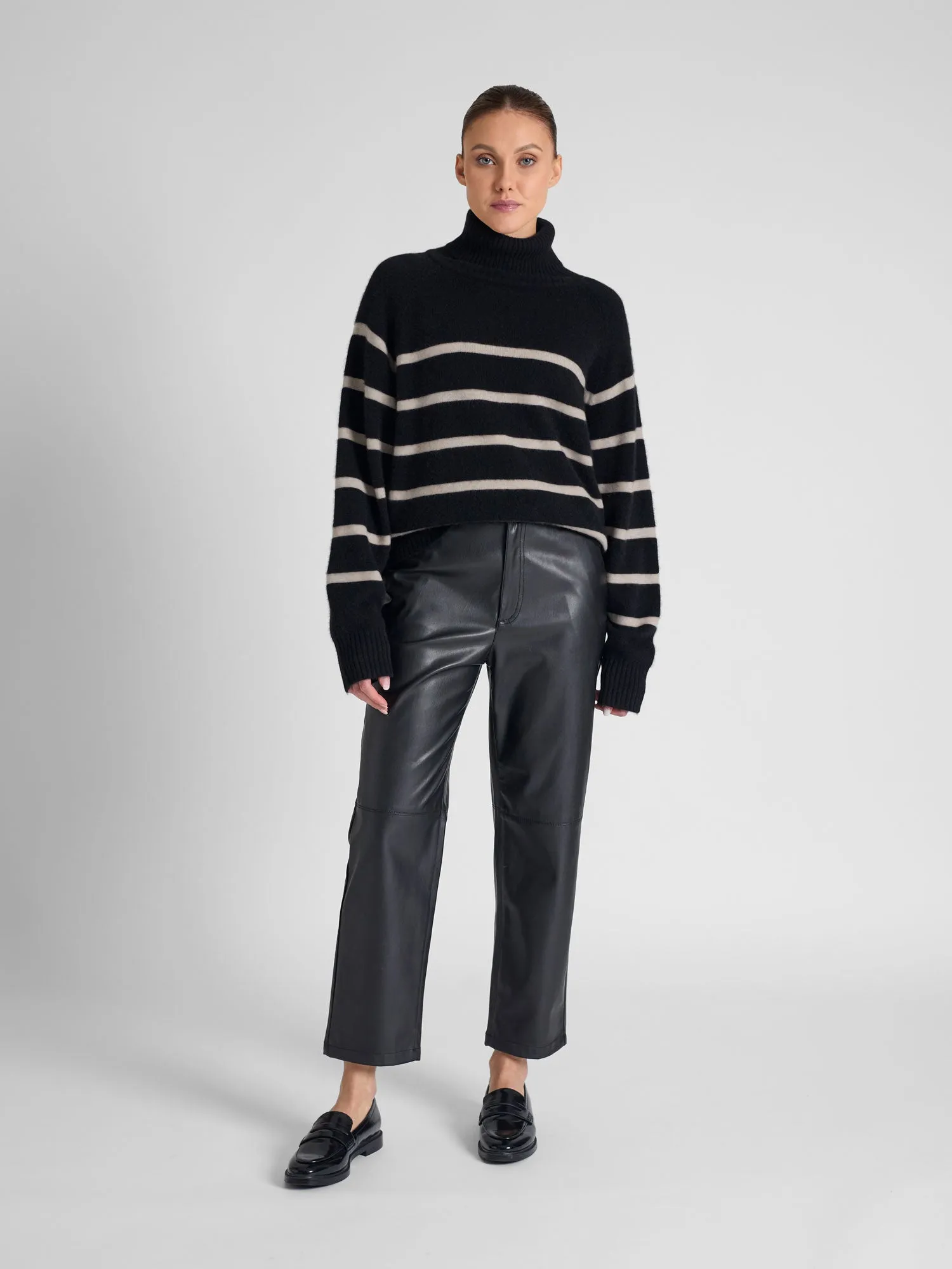 Cashmere sweater "Milano" - stripe black and ginger