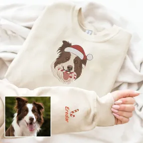 Christmas Embroidered Pet Dog Cat Photo Hoodie Sweatshirt T-Shirt