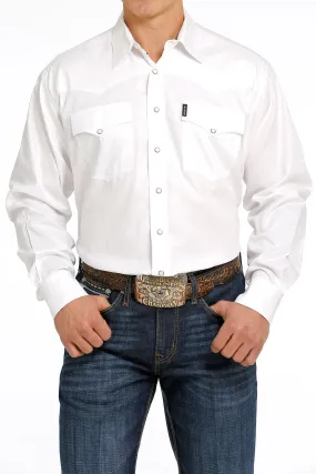 CINCH MEN'S HERRINGBONE WESTERN SNAP SHIRT WHITE STYLE MTW1681002