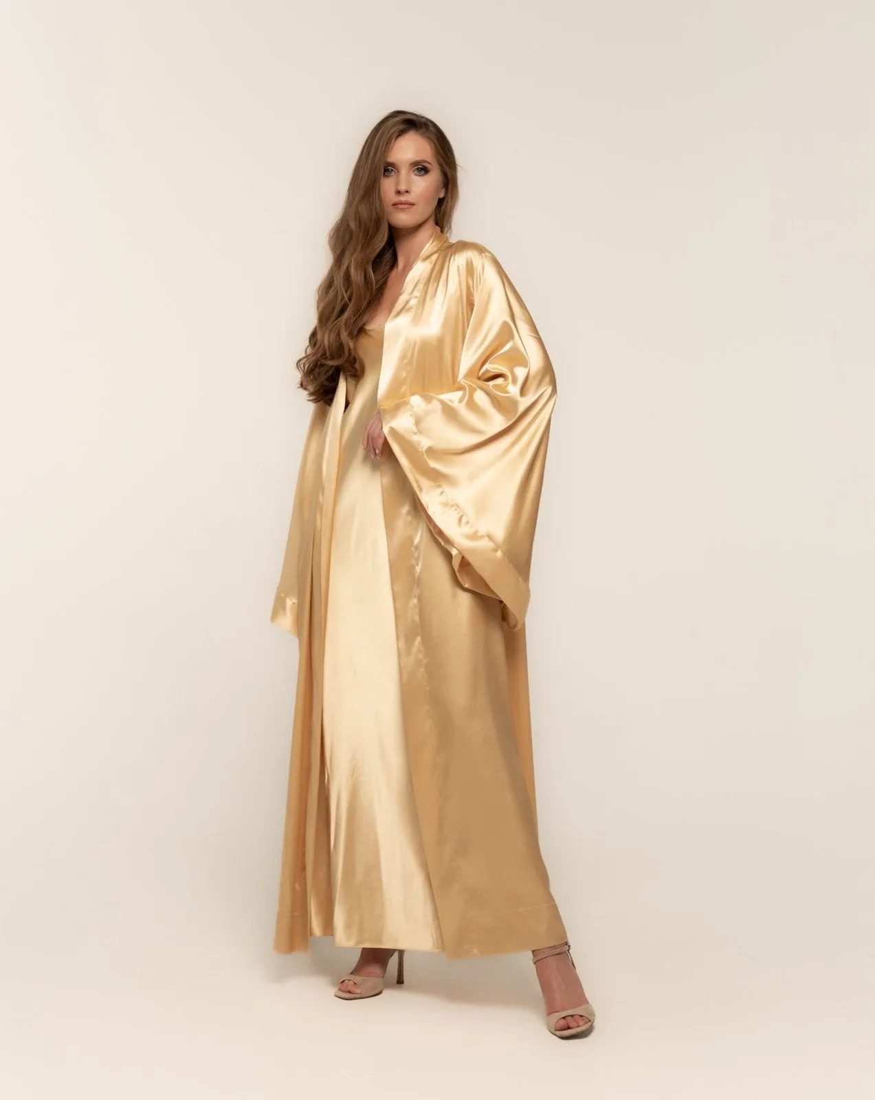 Classic Satin Kimono Robe and Nightgown Set