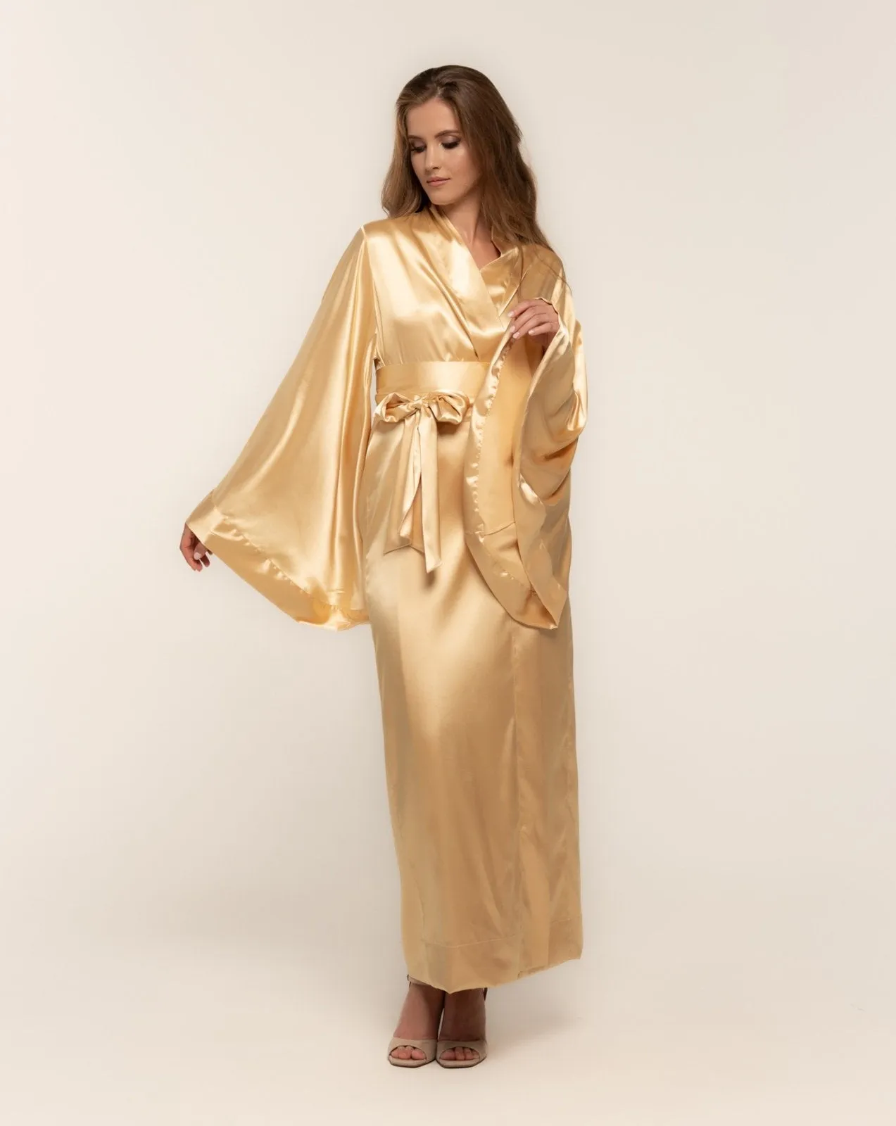 Classic Satin Kimono Robe and Nightgown Set