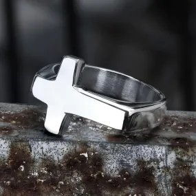 Classic Sideways Cross Stainless Steel Ring