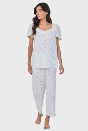 Cottage Bouquet Cotton Capri Pajama Set