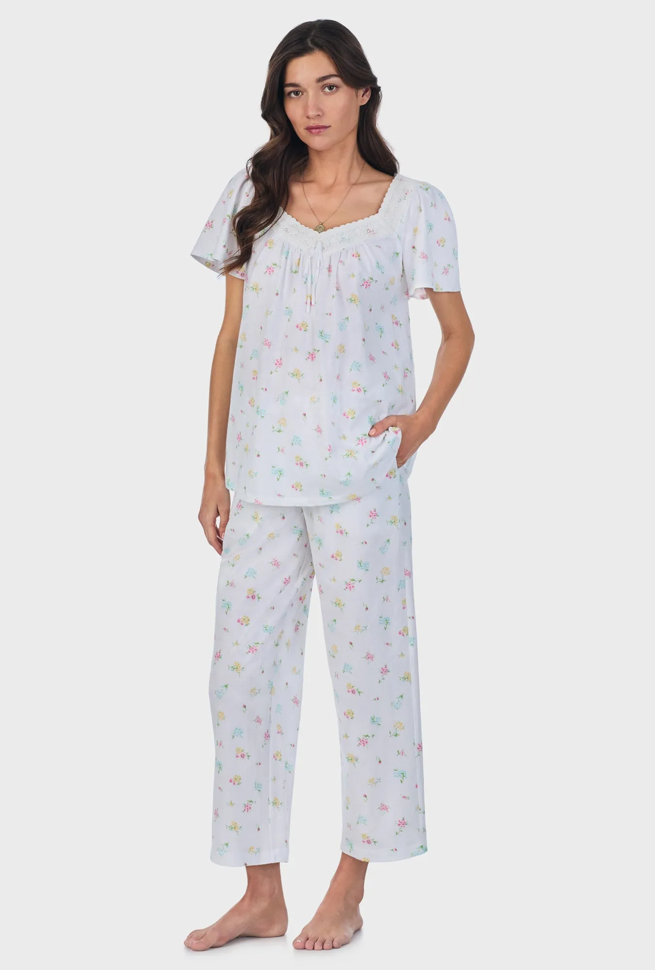 Cottage Bouquet Cotton Capri Pajama Set