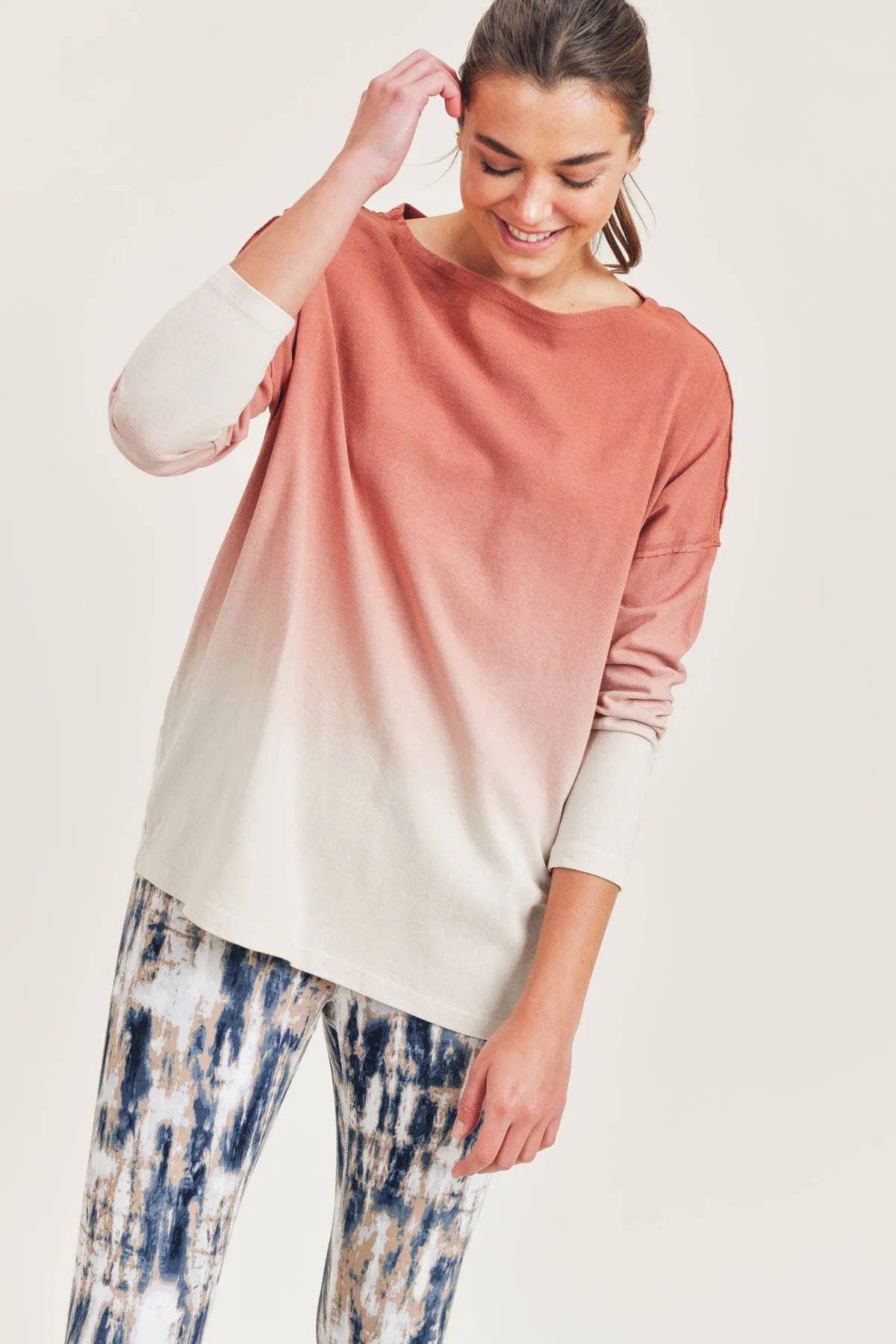 Cotton Ombre Long-Sleeve Top