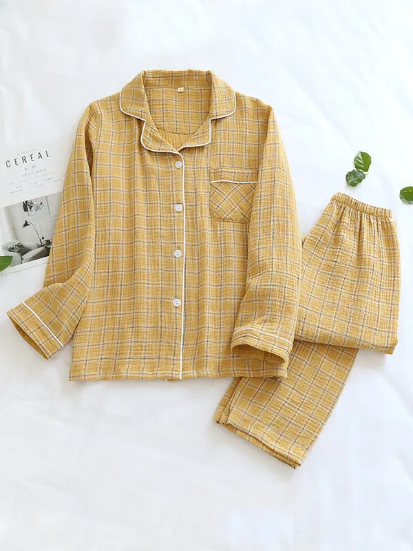 Cotton Plaid Couple Pajama Set