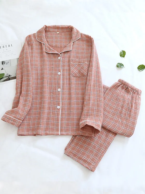 Cotton Plaid Couple Pajama Set