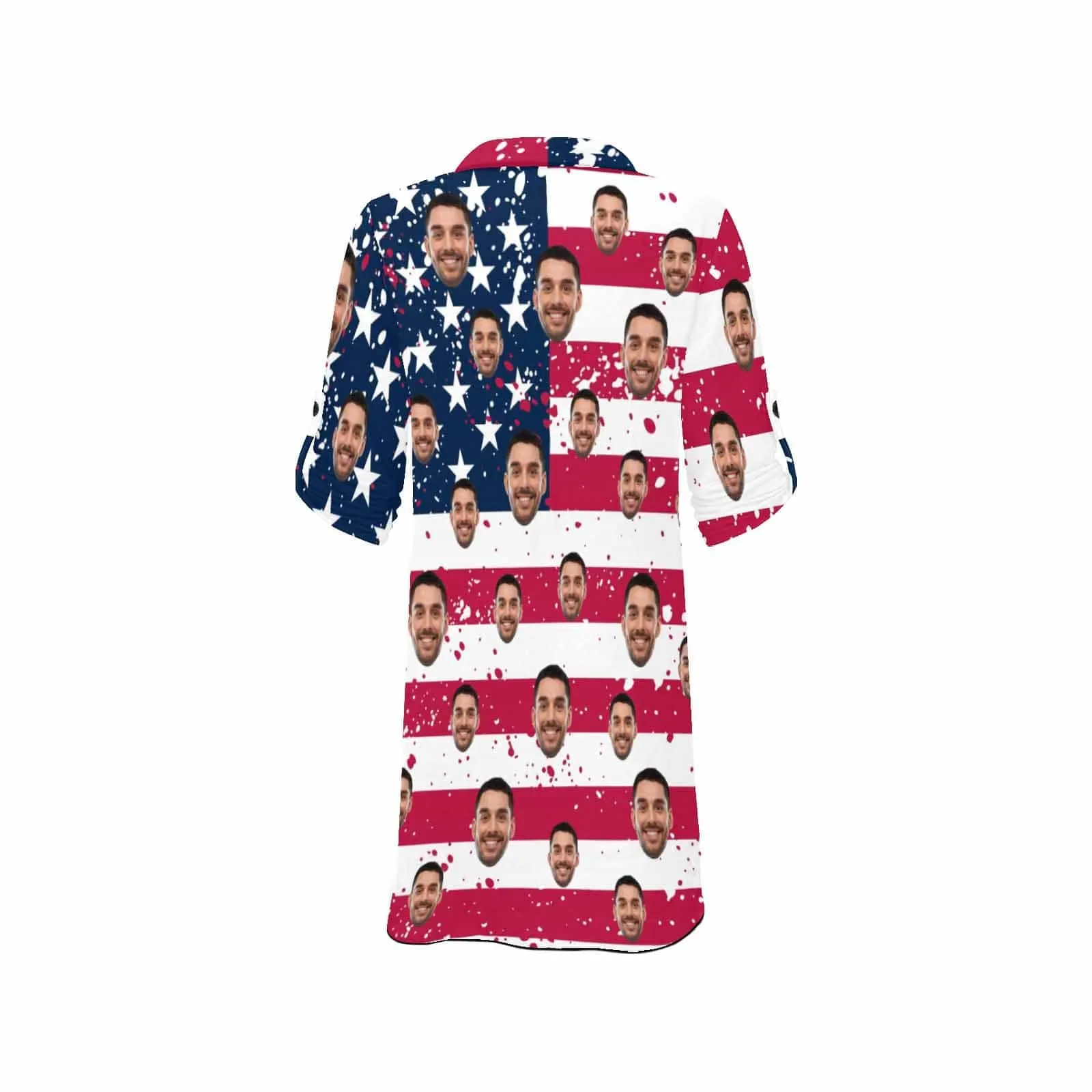 Couple USA Flag Hawaiian Shirt Set&Cover Up Dress Independence Gift